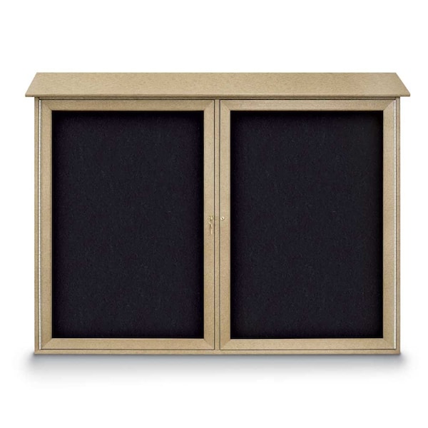 Indoor Enclosed Combo Board, 48"x36", Satin Frame/White Porcelain & Cork